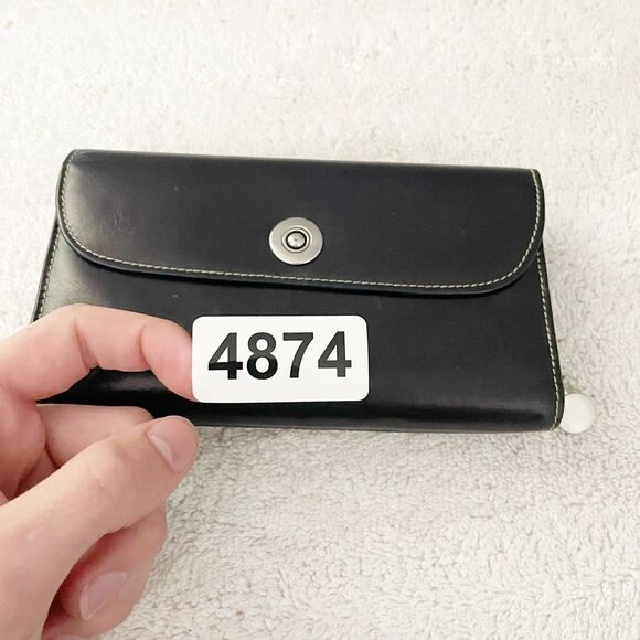 Dopp Black Leather Wallet Silver Snap Designer Old Money Chic - Picture 15 of 15